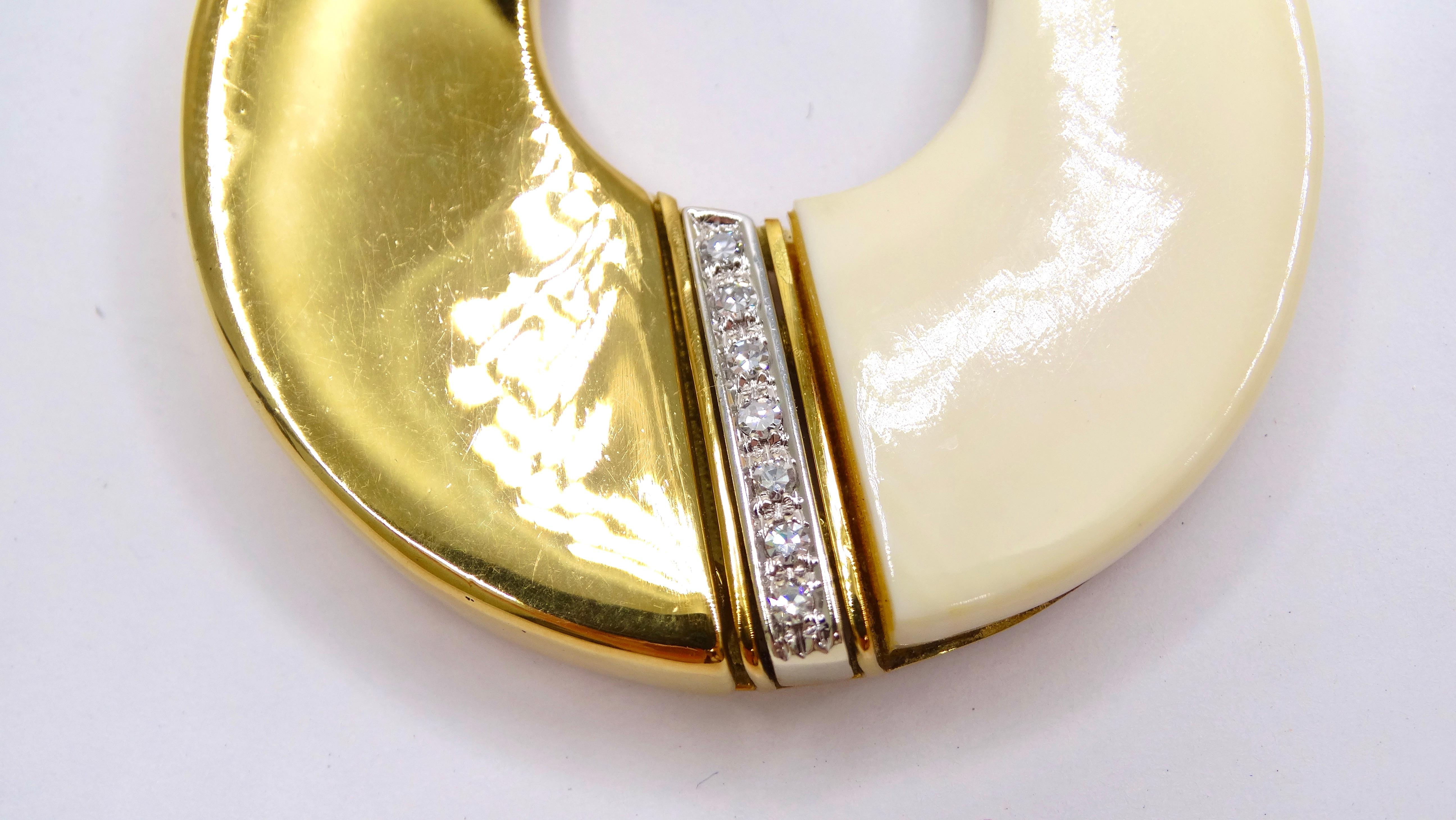 Grand pendentif bicolore en or et diamants Excellent état - En vente à Scottsdale, AZ