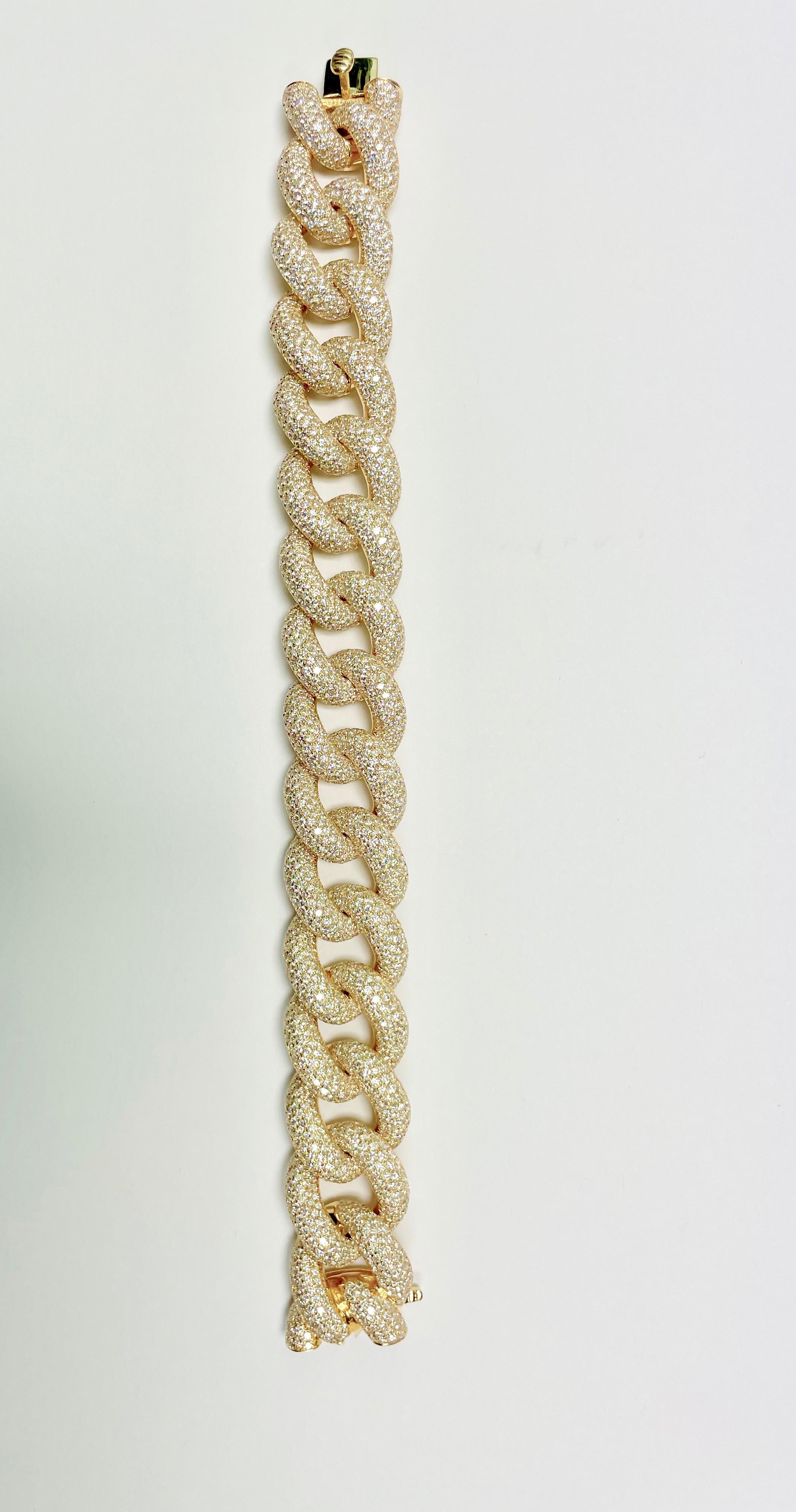 Taille ronde Bracelet à maillons en or et diamants en vente