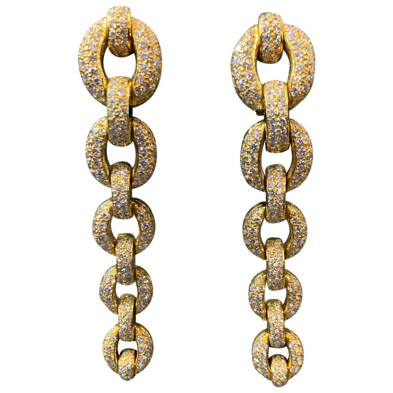 Diamond and Gold Link Earrings For Sale at 1stDibs gold diamond