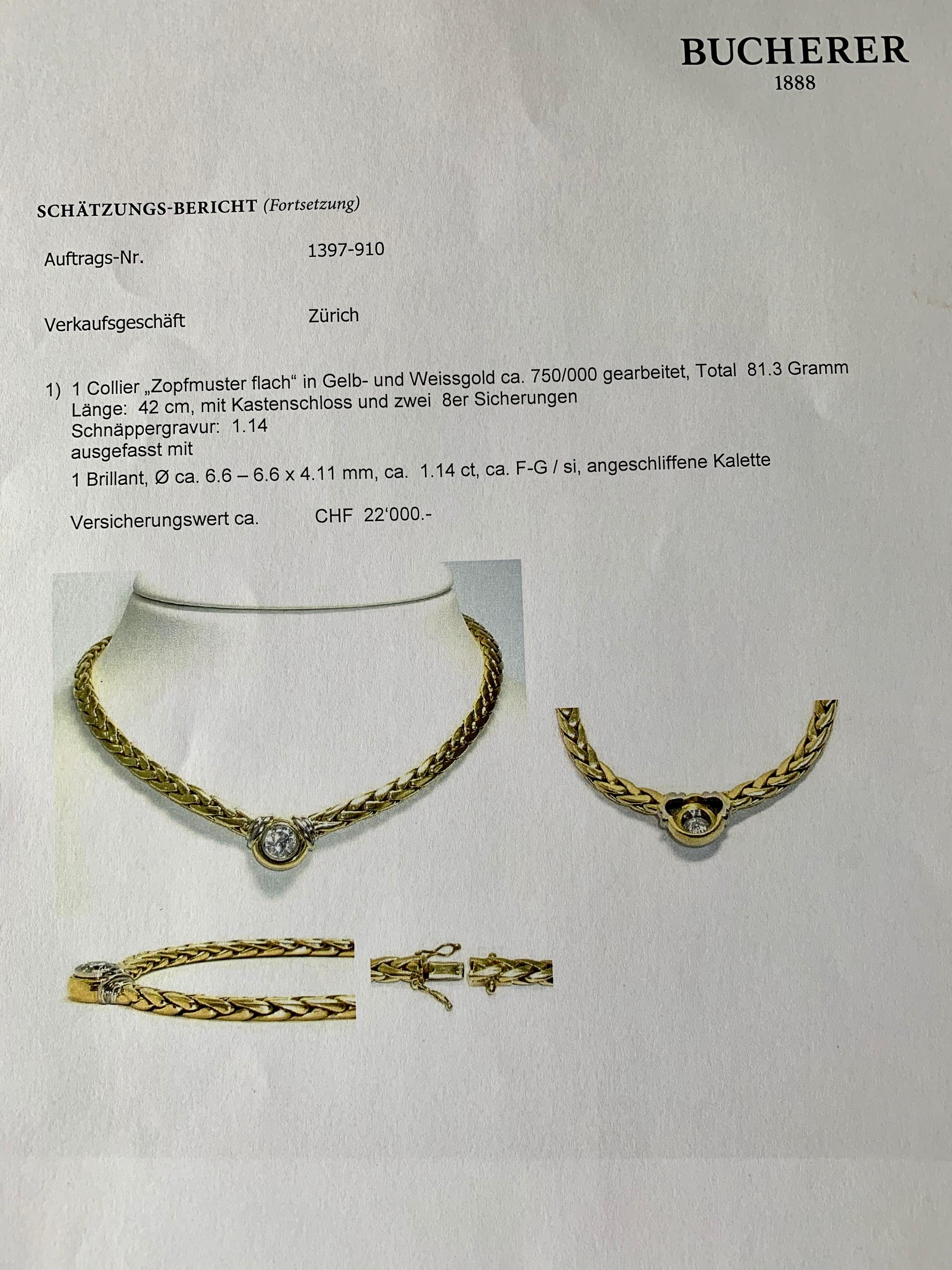 Round Cut Diamond and Gold Necklace, Bucherer
