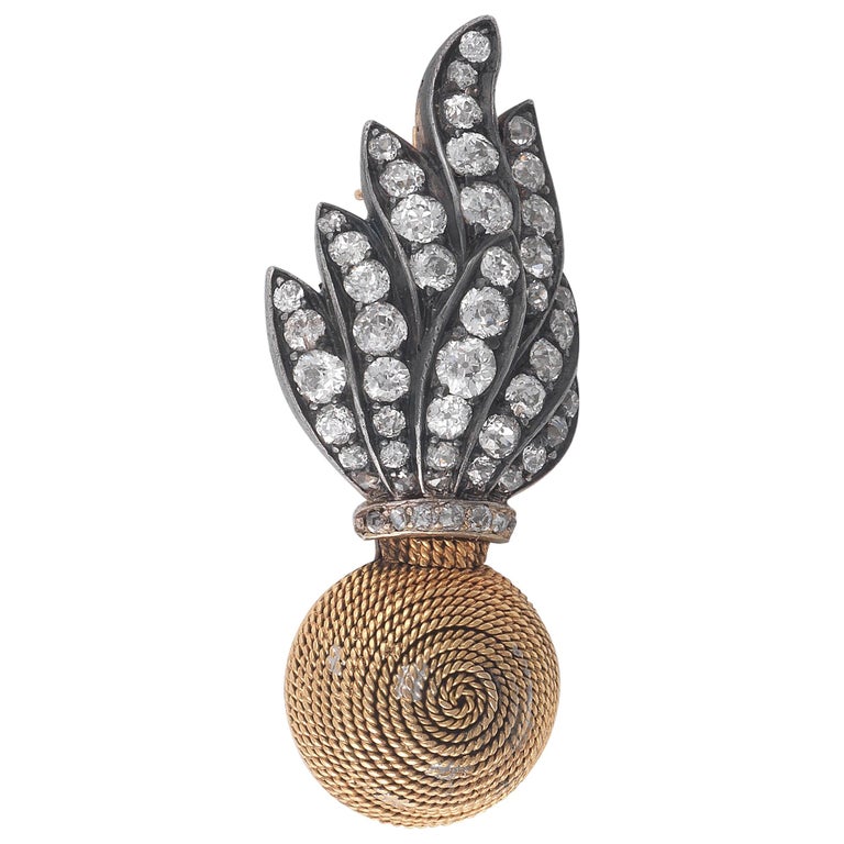 Diamond and Gold Regimental Brooch For Sale at 1stDibs
