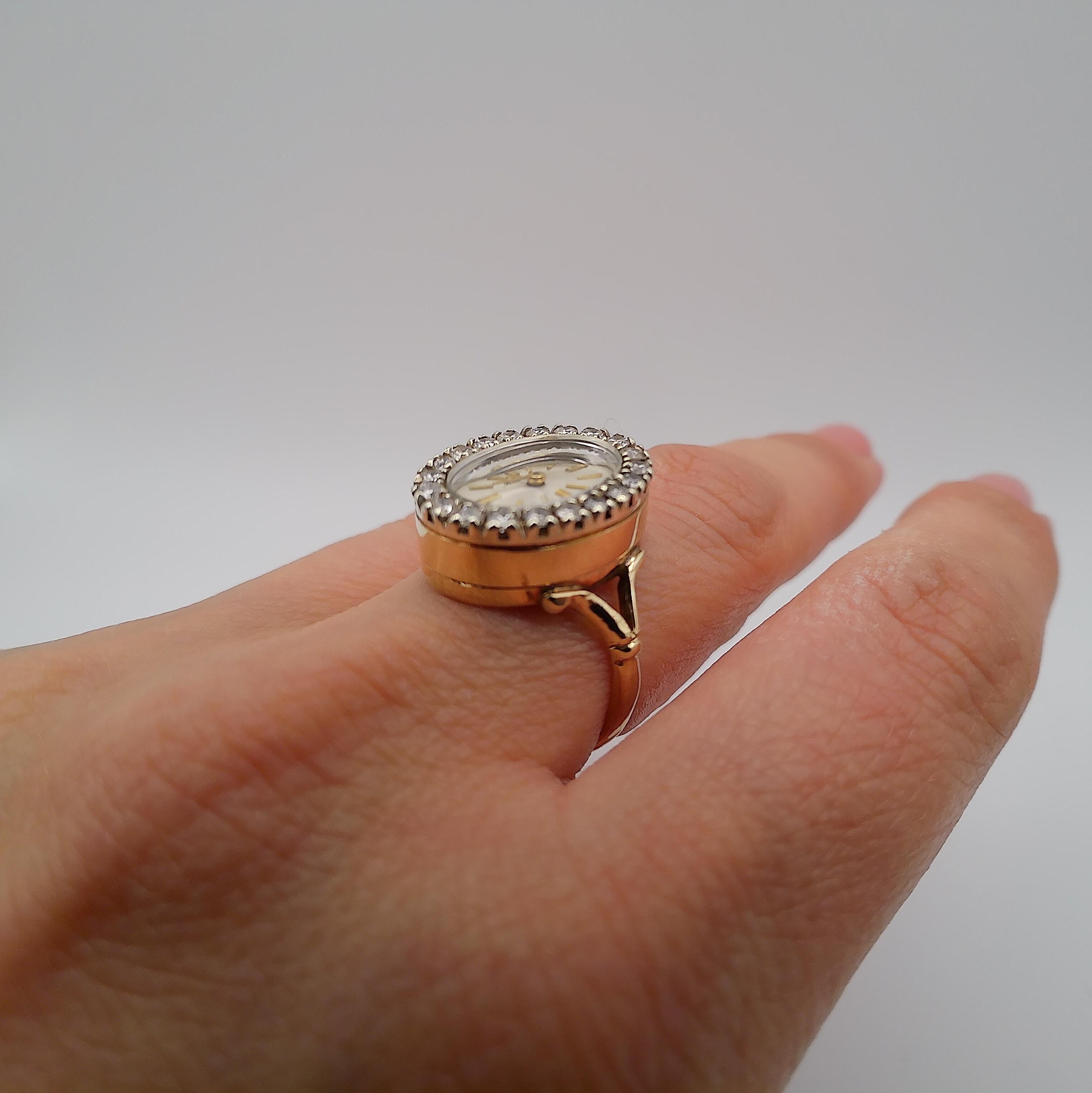 Diamond and Gold Ring Watch by Bueche Girod In Good Condition For Sale In Midhurst, GB