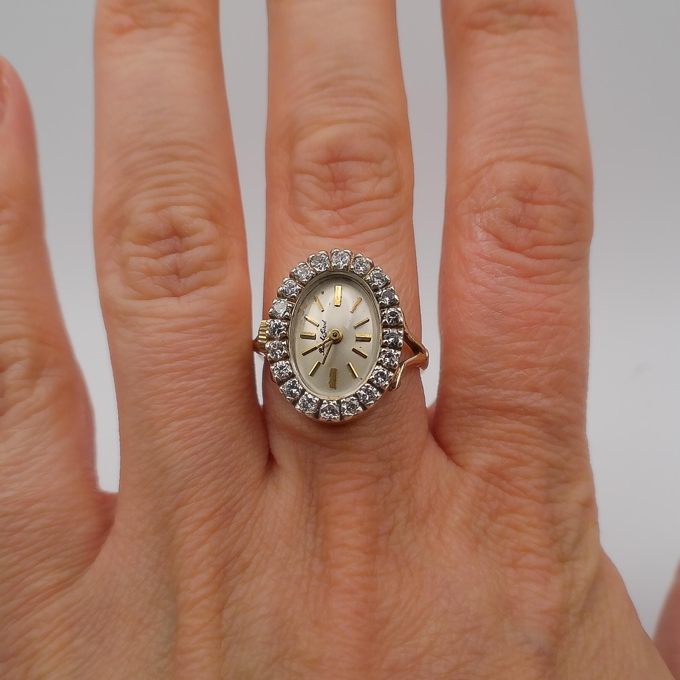 Women's or Men's Diamond and Gold Ring Watch by Bueche Girod For Sale