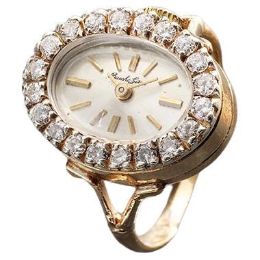 Diamond and Gold Ring Watch by Bueche Girod For Sale