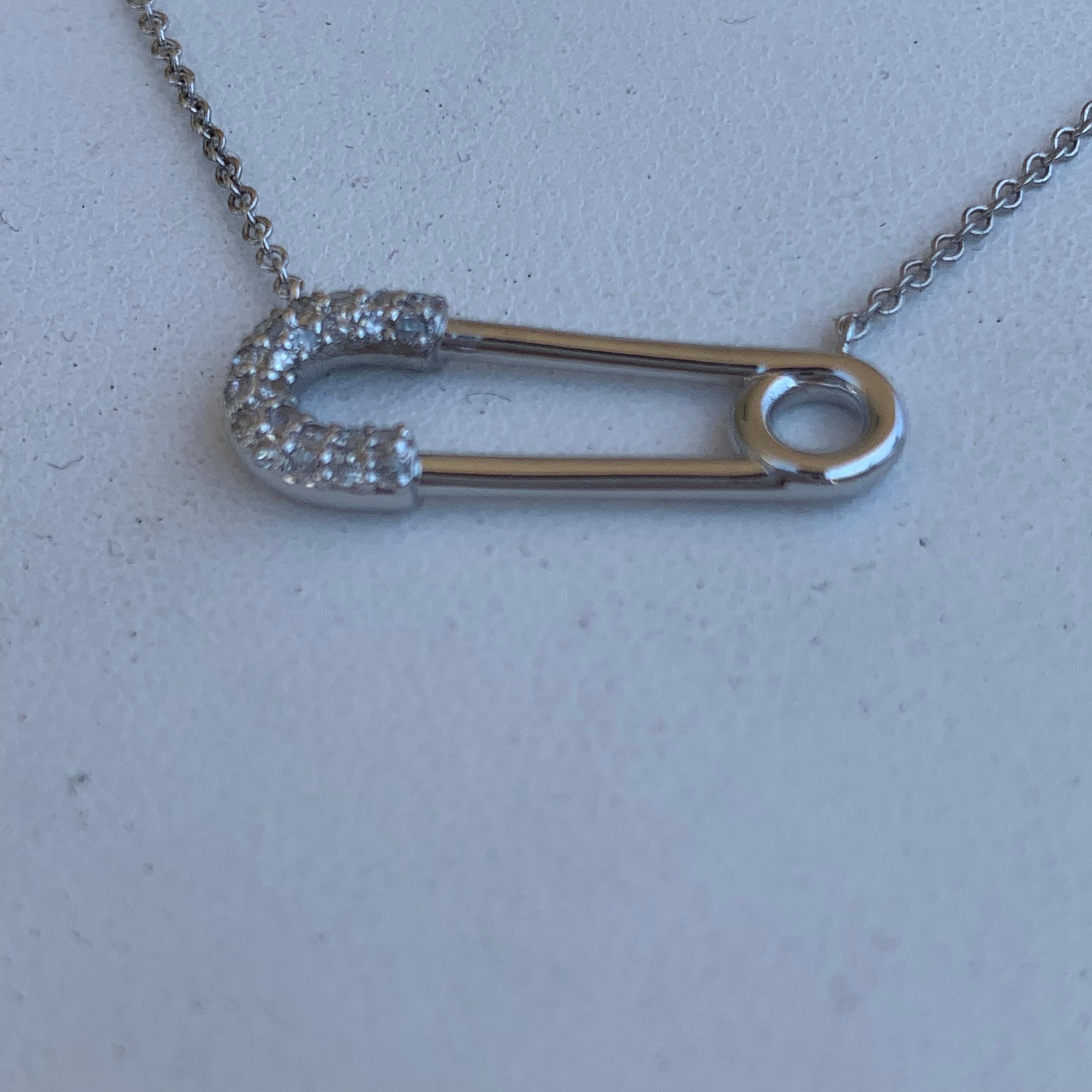 Diamond and Gold Safety Pin Pendant, Ben Dannie Design In New Condition For Sale In West Hollywood, CA