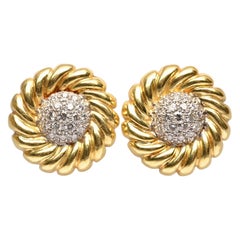 Diamond and Gold Spiral Earrings