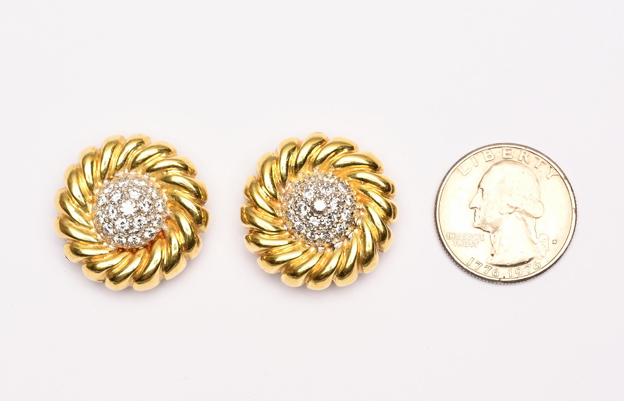 Spiral-Ohrringe aus Diamant und Gold (Zeitgenössisch)