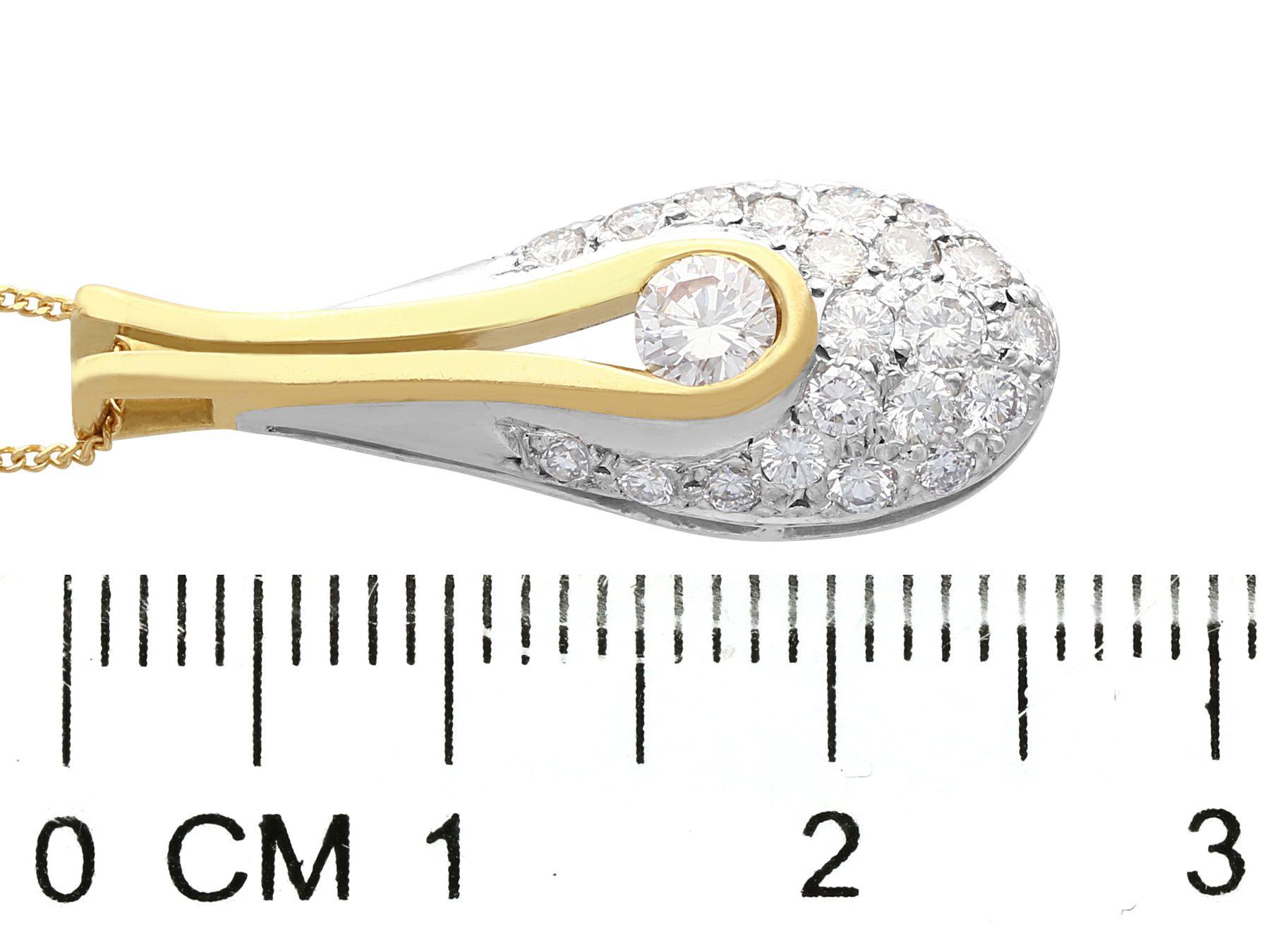 Diamond and Gold Teardrop Pendant For Sale 1