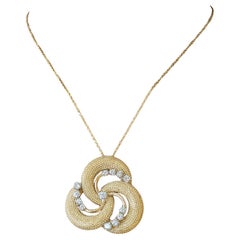 Diamond and Gold Triskele Pendant Necklace in 18k /14k Yellow Gold