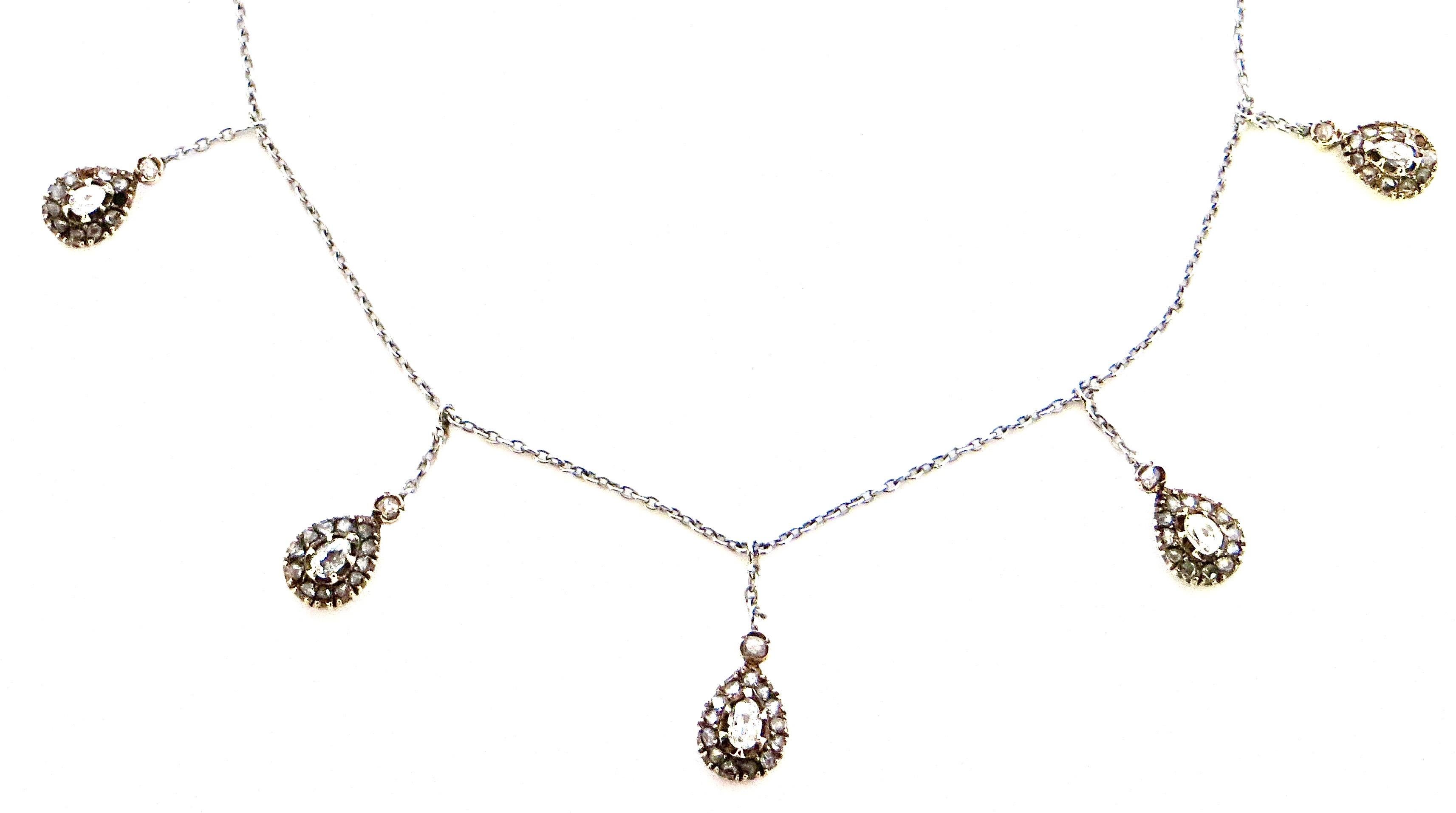 Victorianische Halskette aus Diamant und Gold mit Diamanten, um 1895 im Angebot 2