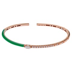 Armreif mit Diamanten und grüner Emaille