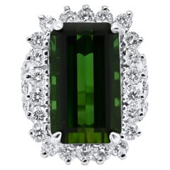Diamond and Green Tourmaline Ring