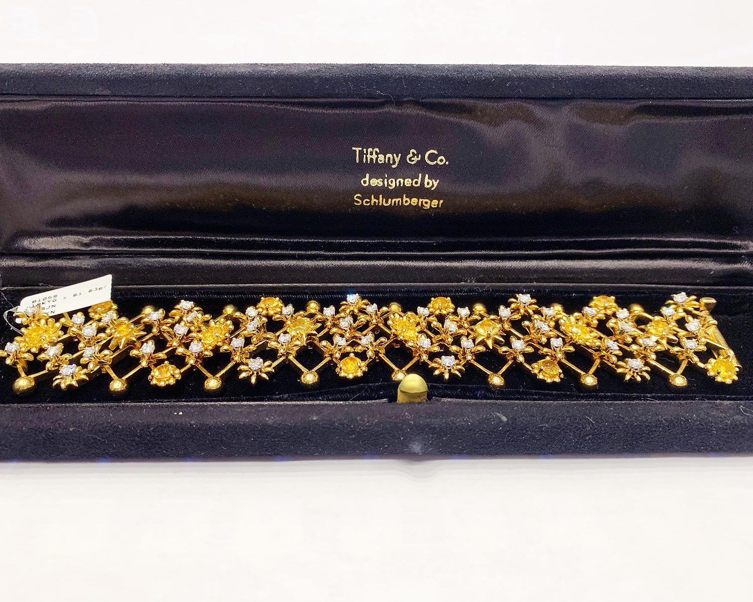 Round Cut Schlumberger for Tiffany & Co. Diamond Heliodor Bracelet For Sale