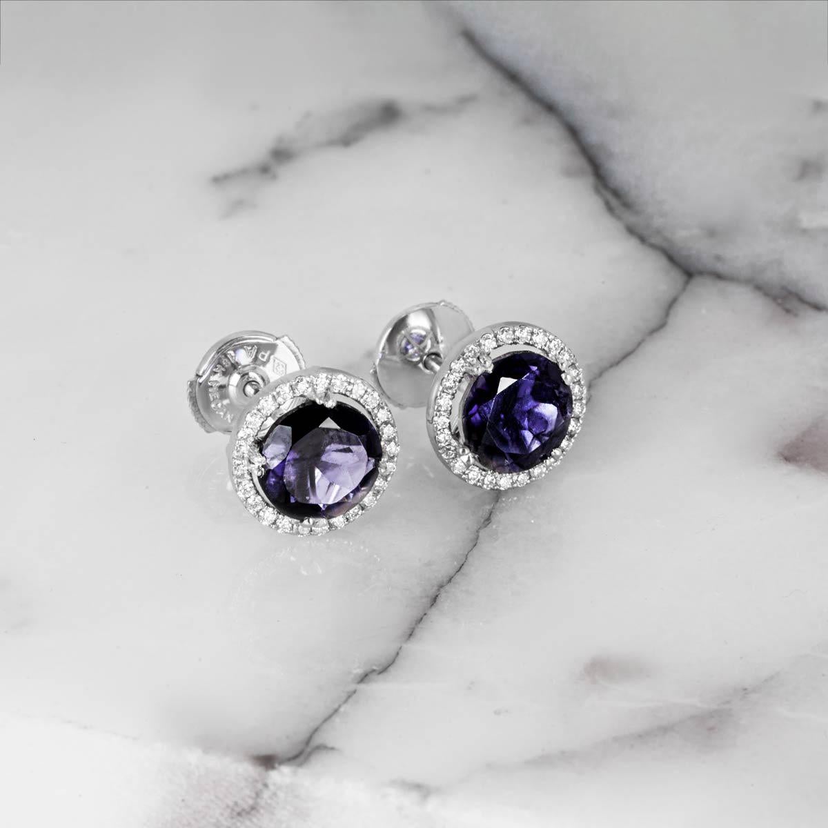 Women's Diamond and Iolite Studs