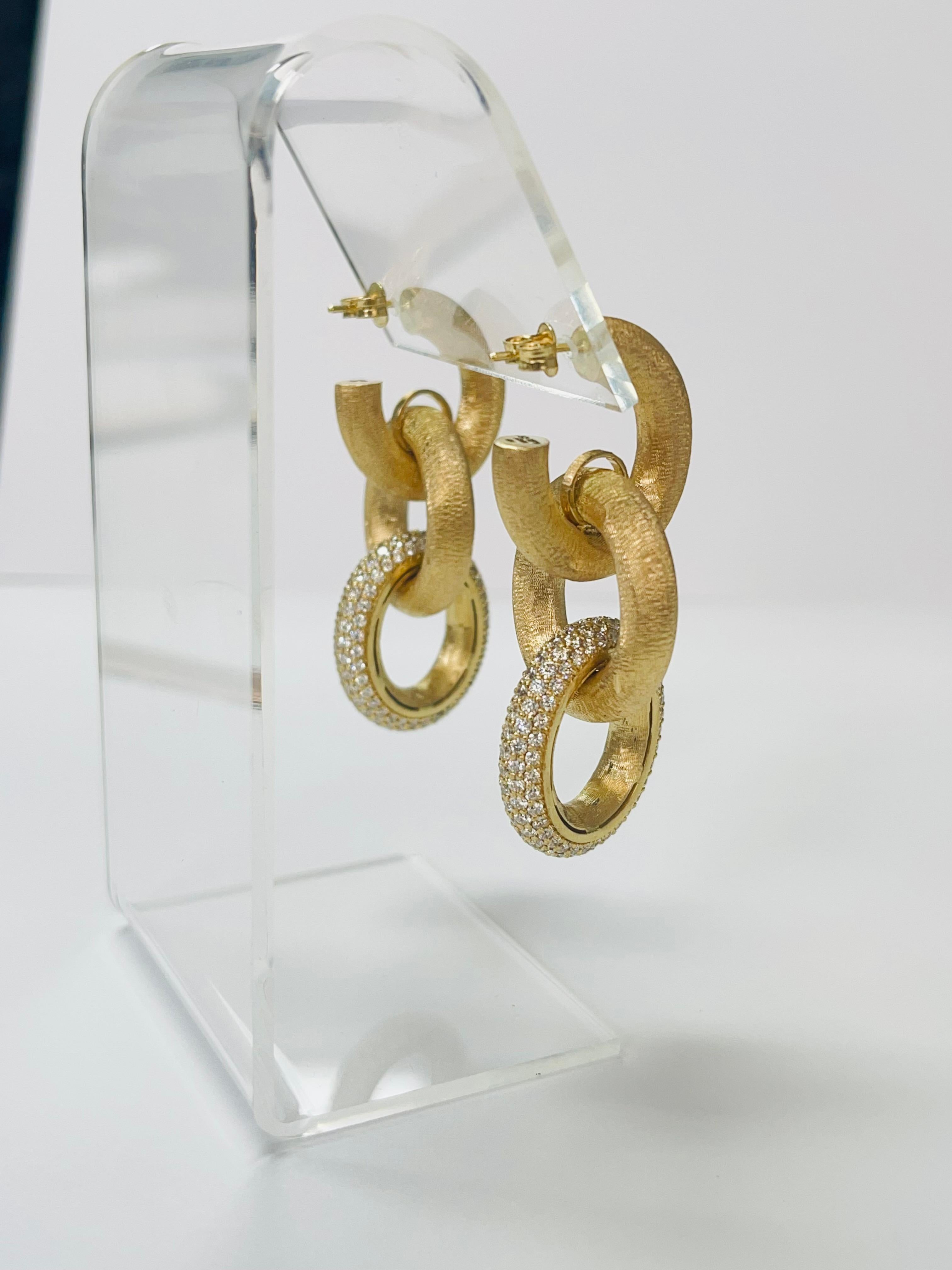 Women's Diamond and Italian 18K Gold Double Hoop Earrings
