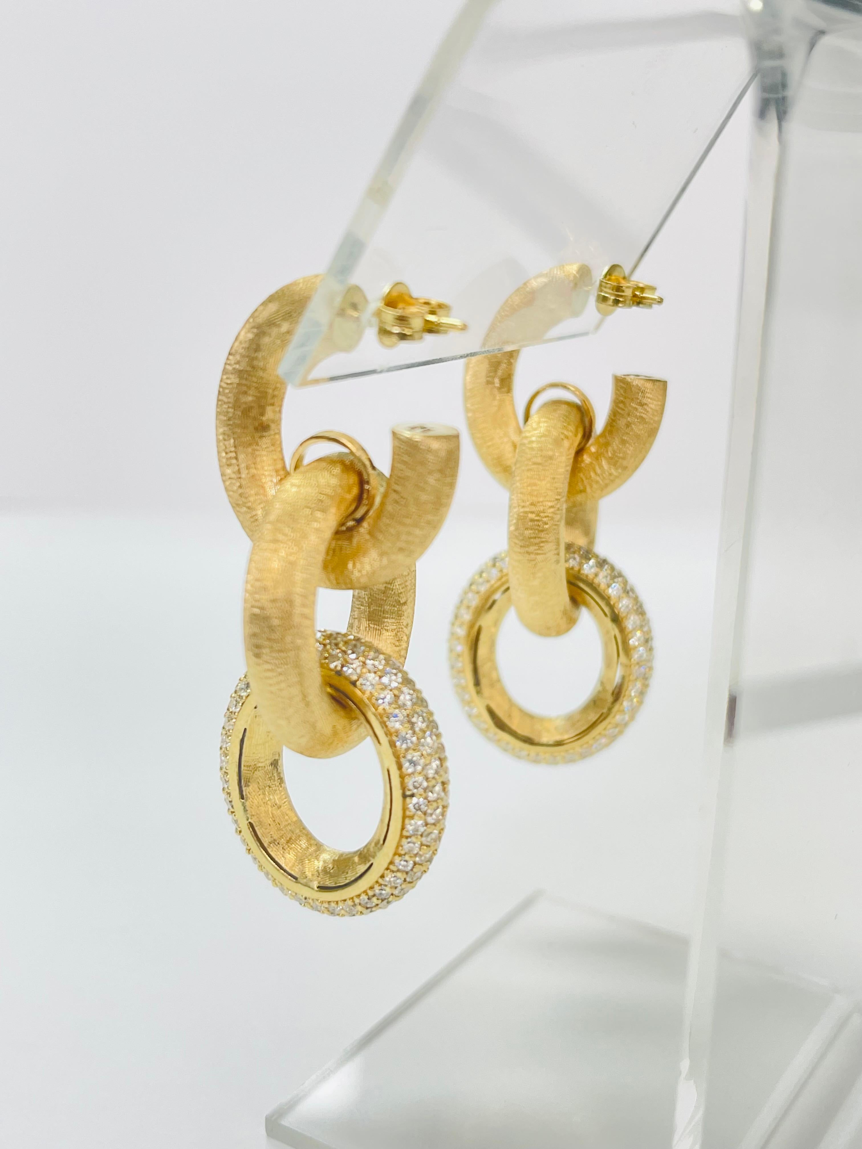 Diamond and Italian 18K Gold Double Hoop Earrings 1