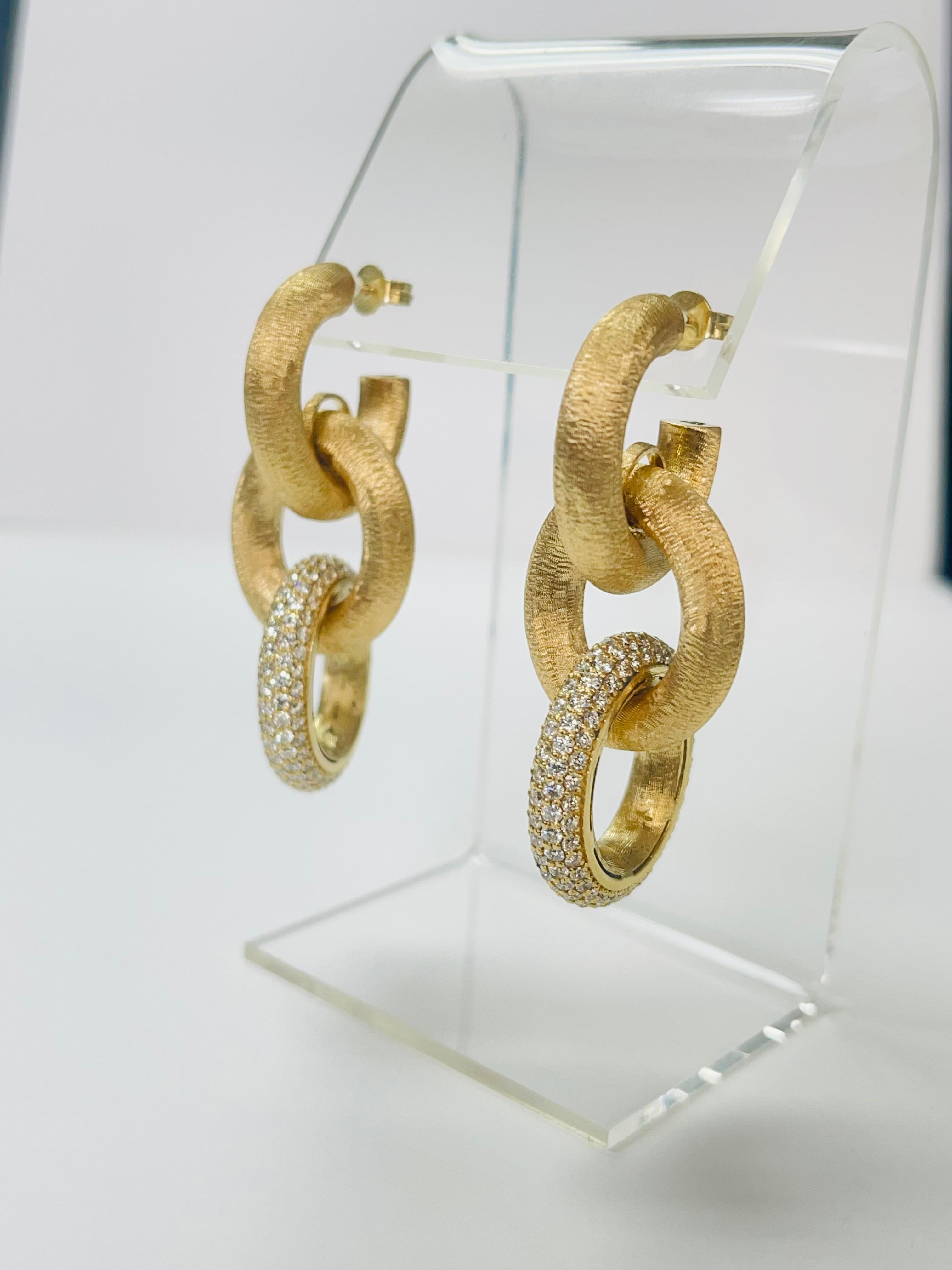 Diamond and Italian 18K Gold Double Hoop Earrings 2