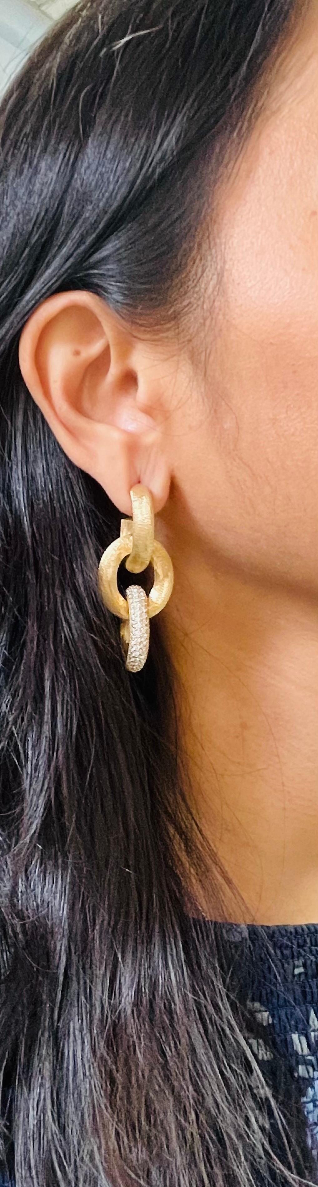 Diamond and Italian 18K Gold Double Hoop Earrings 3