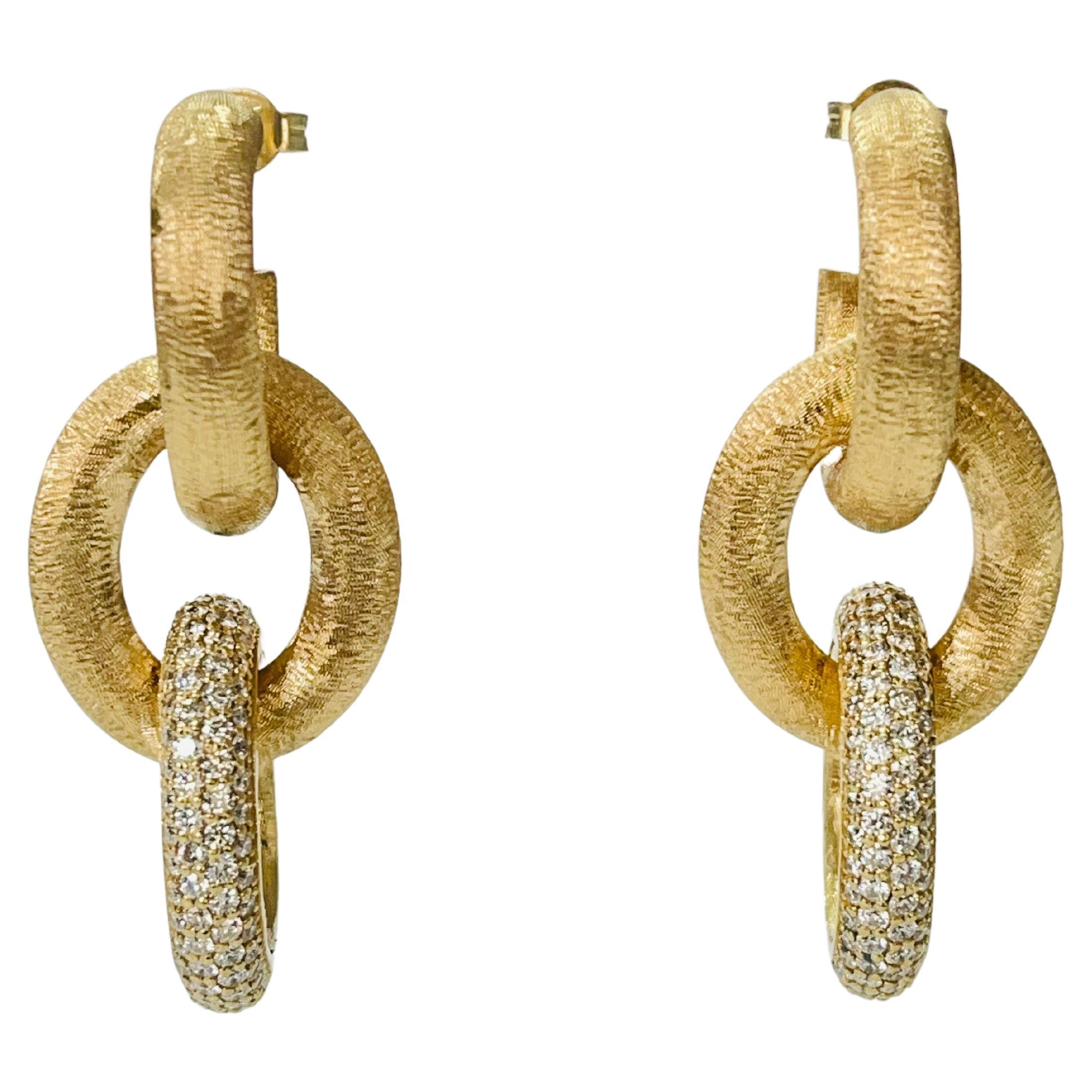 Diamond and Italian 18K Gold Double Hoop Earrings