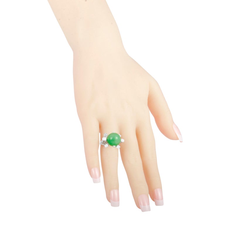 Diamond and Jade Ball Platinum Ring at 1stDibs diamond and jade