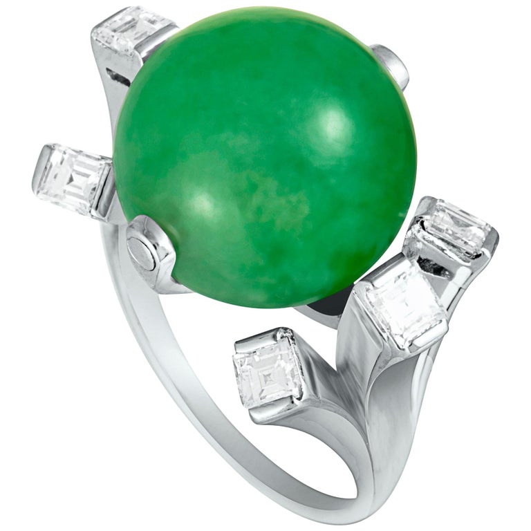Diamond and Jade Ball Platinum Ring at 1stDibs diamond and jade