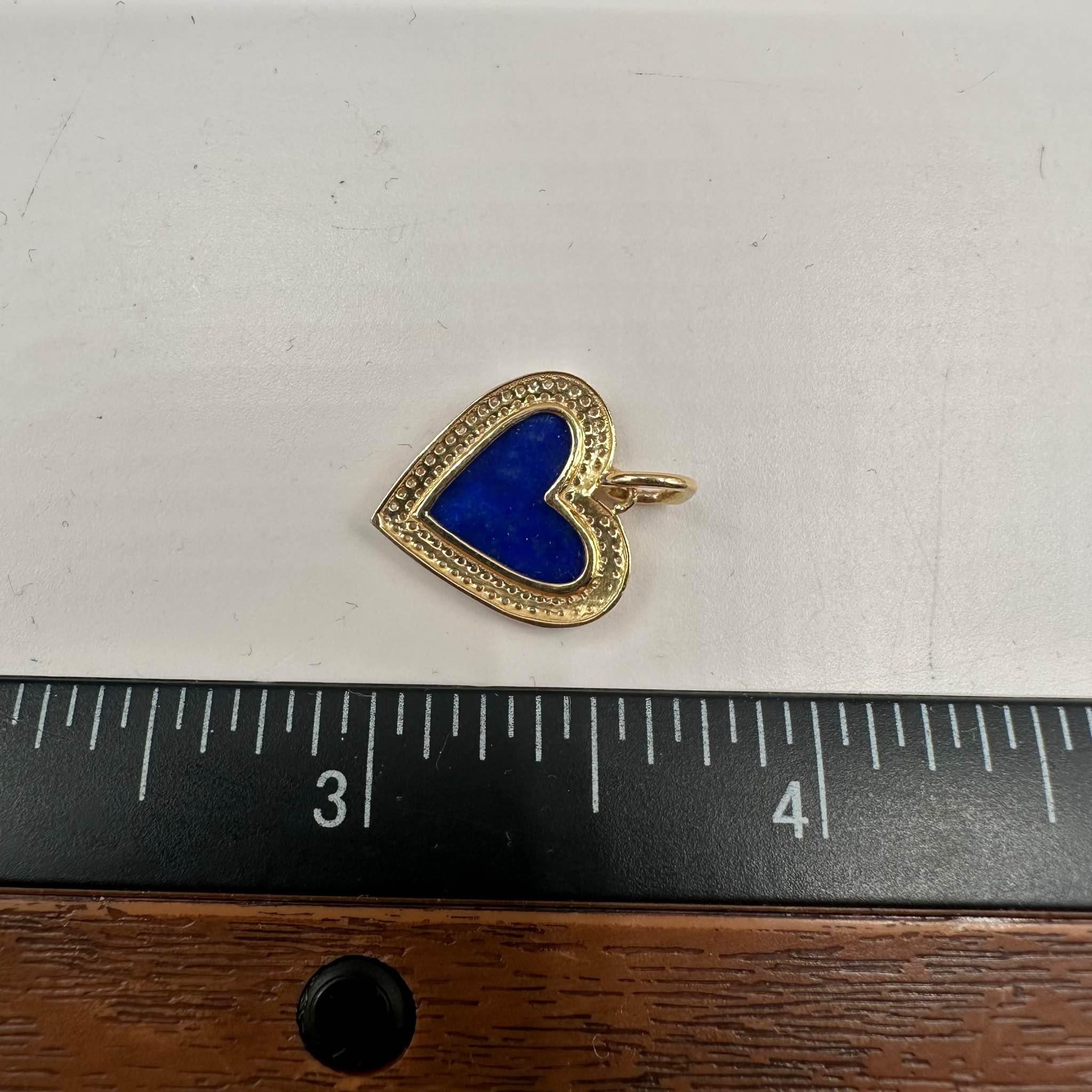 Pendentif coeur en or jaune 14kt diamant et lapis -1.02ctw Lapis, 0.26ctw Dia Pour femmes en vente