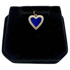 Colgante Corazón de Diamantes y Lapislázuli en Oro Amarillo de 14kt -1,02ctw Lapislázuli, 0,26ctw Dia