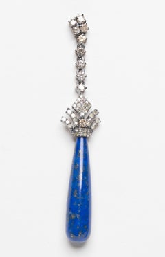 Kronleuchter-Ohrringe mit Diamanten und Lapislazuli-Baumeln
