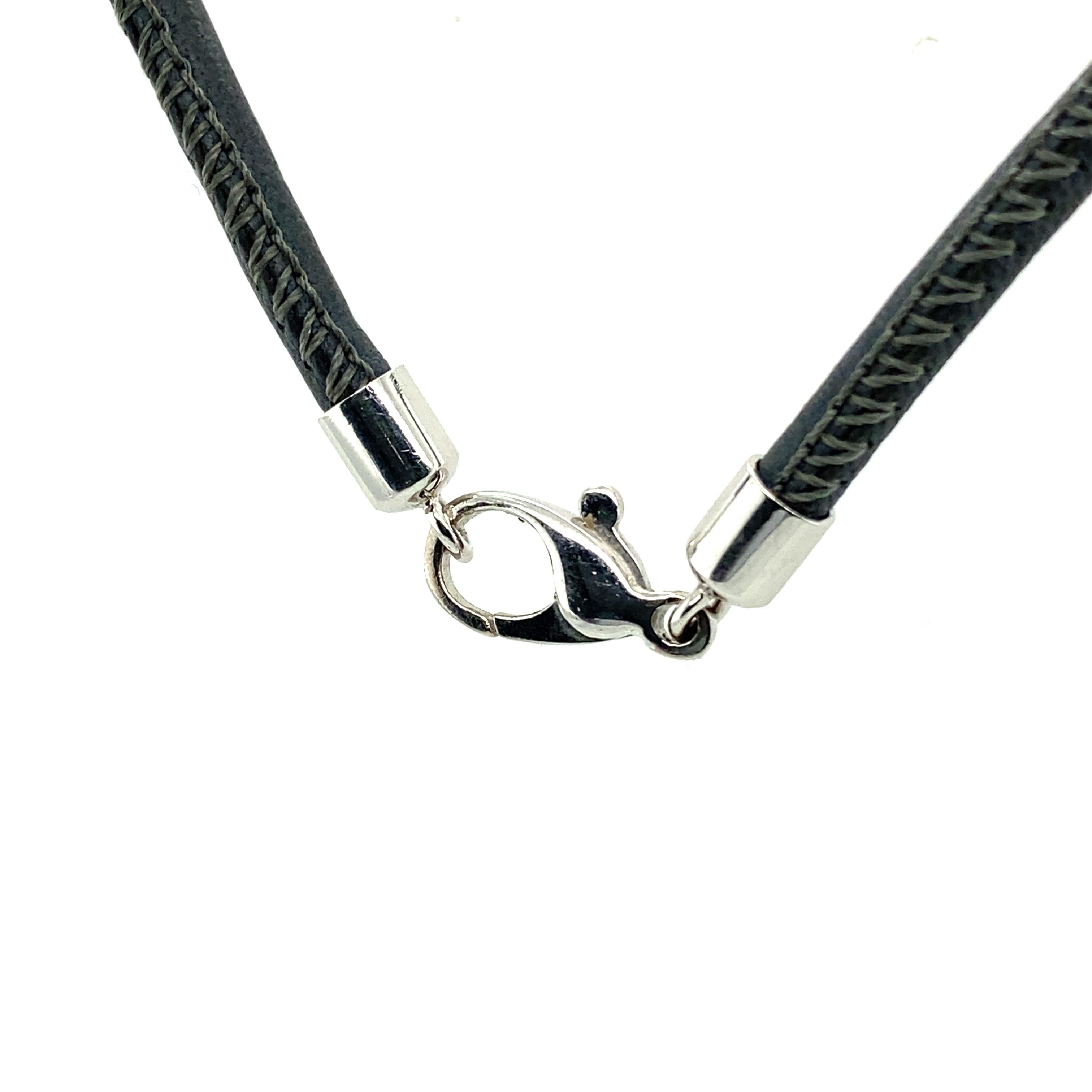 Diamond and Leather Necklace by NOOR in 18 Karat White Gold For Sale 5