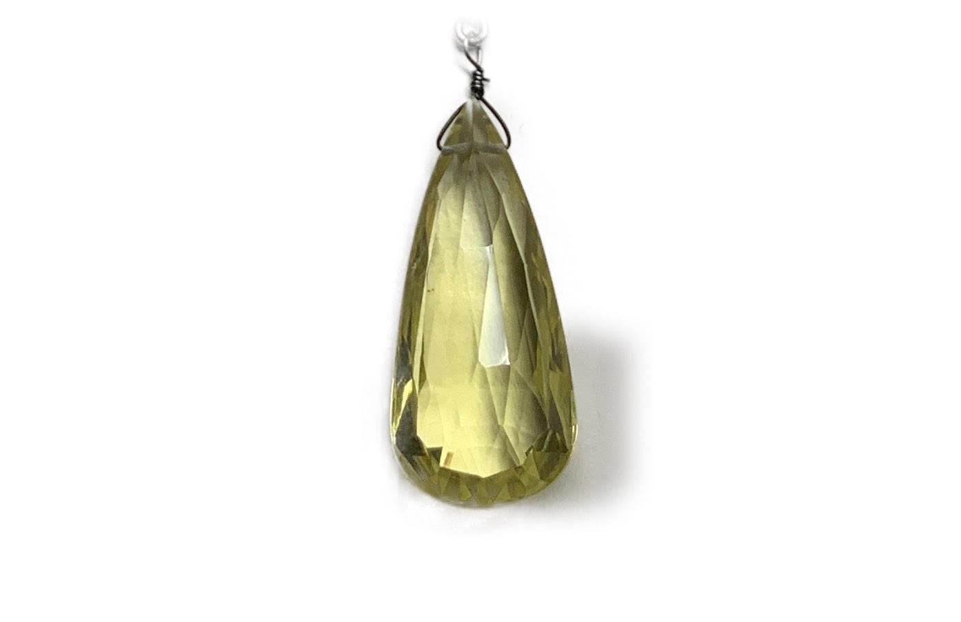 Mixed Cut Diamond and Lemon Topaz Drop Earrings in 18 Karat Blackened Gold For Sale