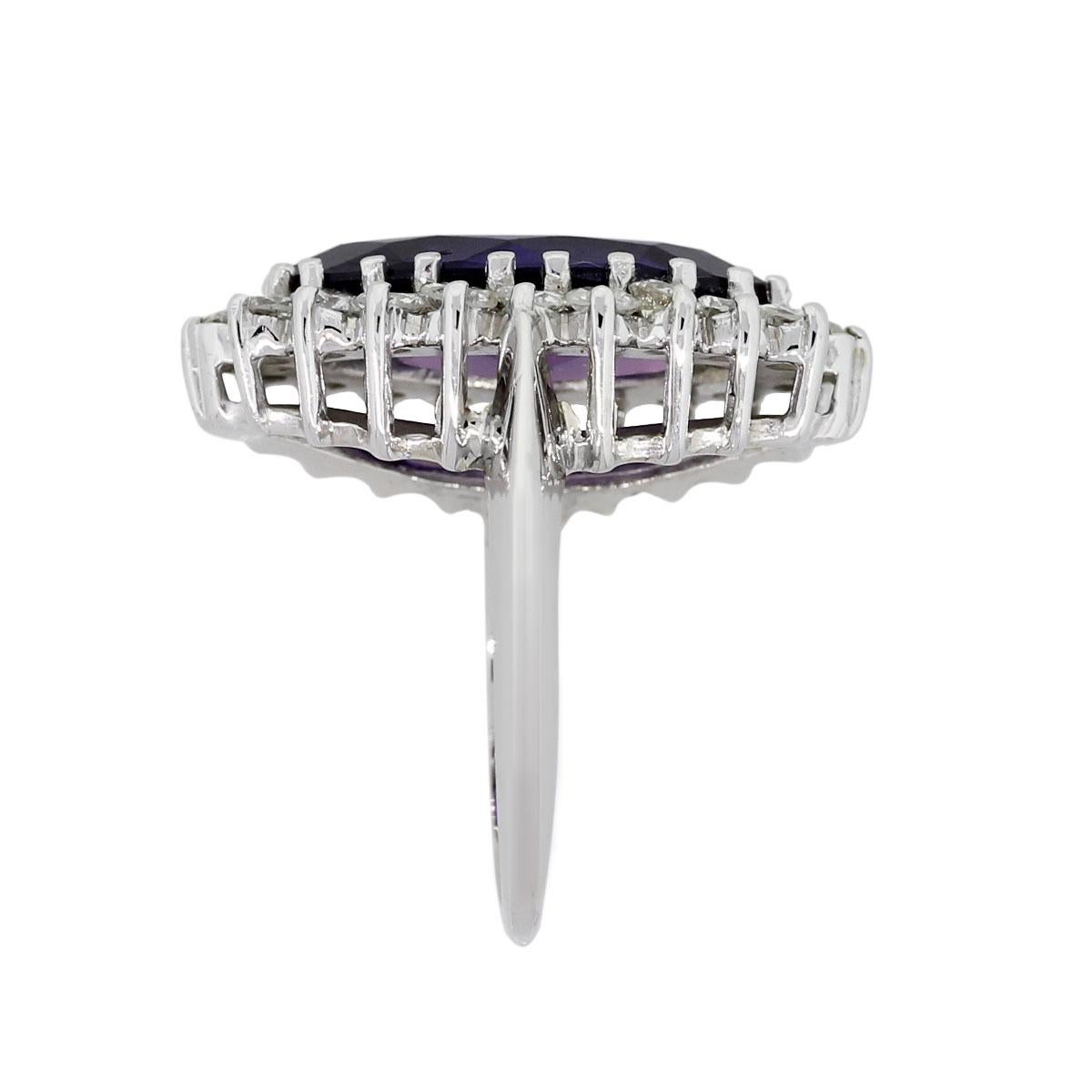 Marquise Cut Diamond and Marquise Shape Amethyst Cocktail Ring