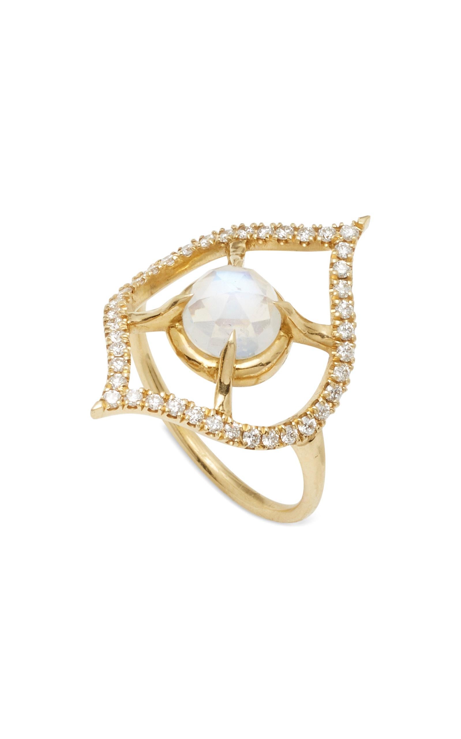Contemporary Diamond and Moonstone Gold Ring For Sale