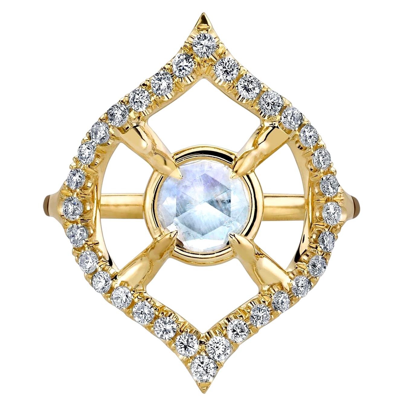 Diamond and Moonstone Gold Ring For Sale