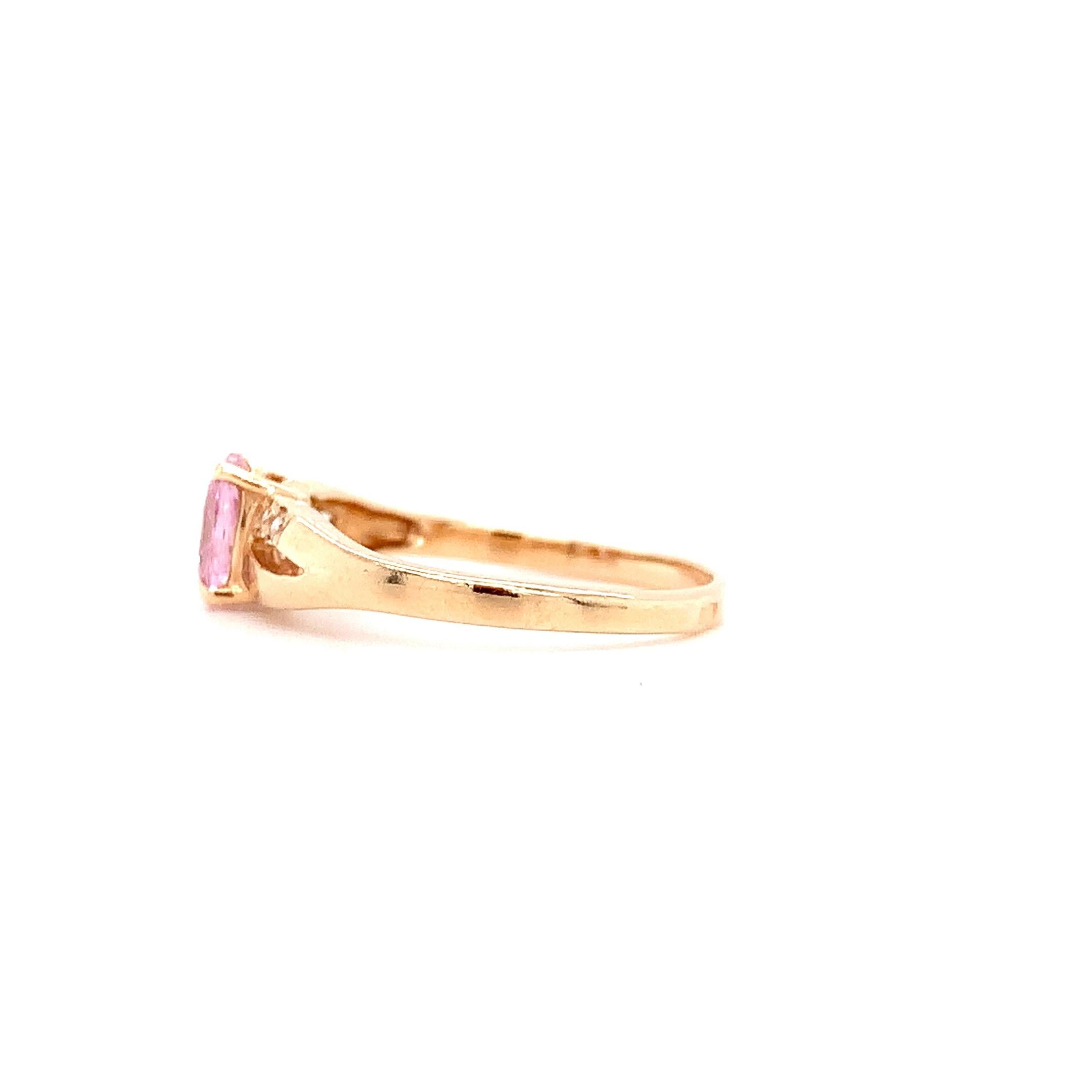 Bague de fiançailles solitaire en or jaune 14 carats avec diamants et morganite Pour femmes en vente