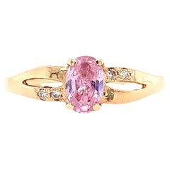 Diamond and morganite solitaire engagement ring 14k yellow gold