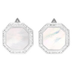 Diamond and Mother-of-pearl 18 Carat White Gold Octagonal Cufflinks