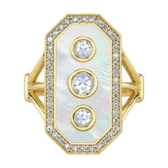 Diamond and Mother of Pearl with Moonstone Diamond Cocktail Ring