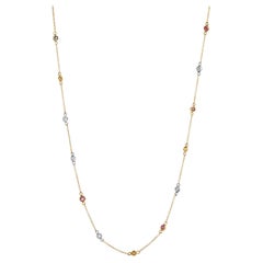 Diamond and Multi Color Gemstone Necklace 14k Yellow Gold Diamond and Multi Color Gemstone Necklace 14k Yellow Gold