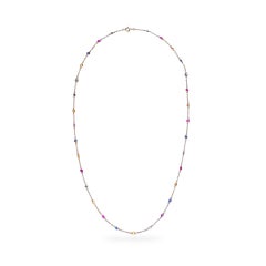 Diamond and Multi Color Gemstone Necklace 18k Yellow Gold