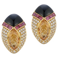 Diamond and Multi Gem Citrine Earrings