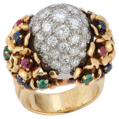 Multi Gem Floral Ring For Sale at 1stDibs