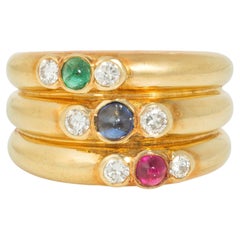 Diamond and multi-gem harem style band