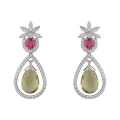 Diamond and Multi-Gemstone Drop Earrings