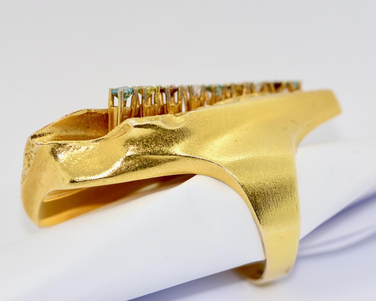 Round Cut Diamond and Multi-Gemstone Ring by Lapponia, design Björn Weckström, 14K Gold For Sale