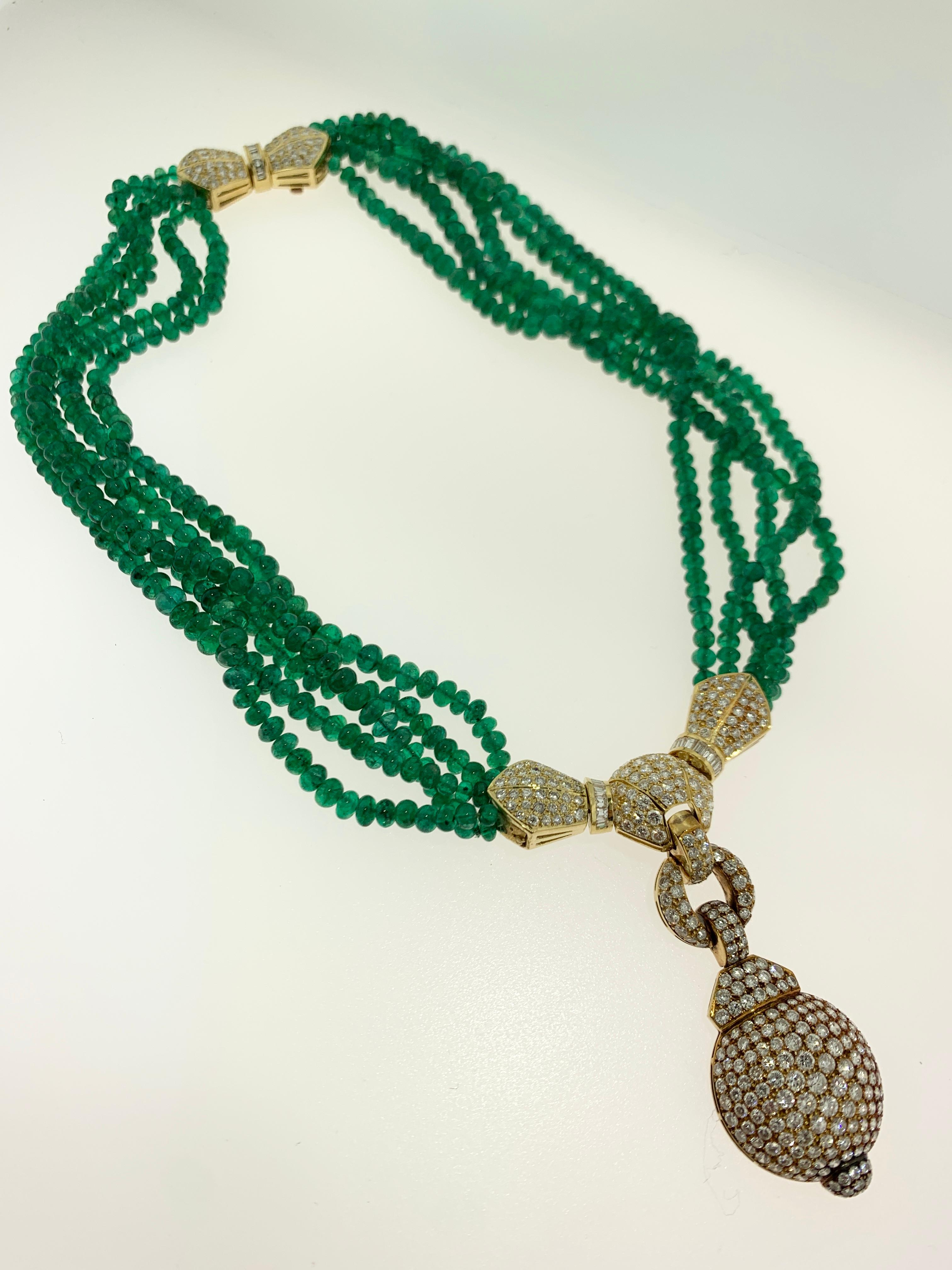 De las mujeres Collar de diamantes y esmeraldas de varias vueltas en venta