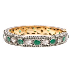 Bracciale tennis con diamanti e smeraldi naturali in stile Art Déco