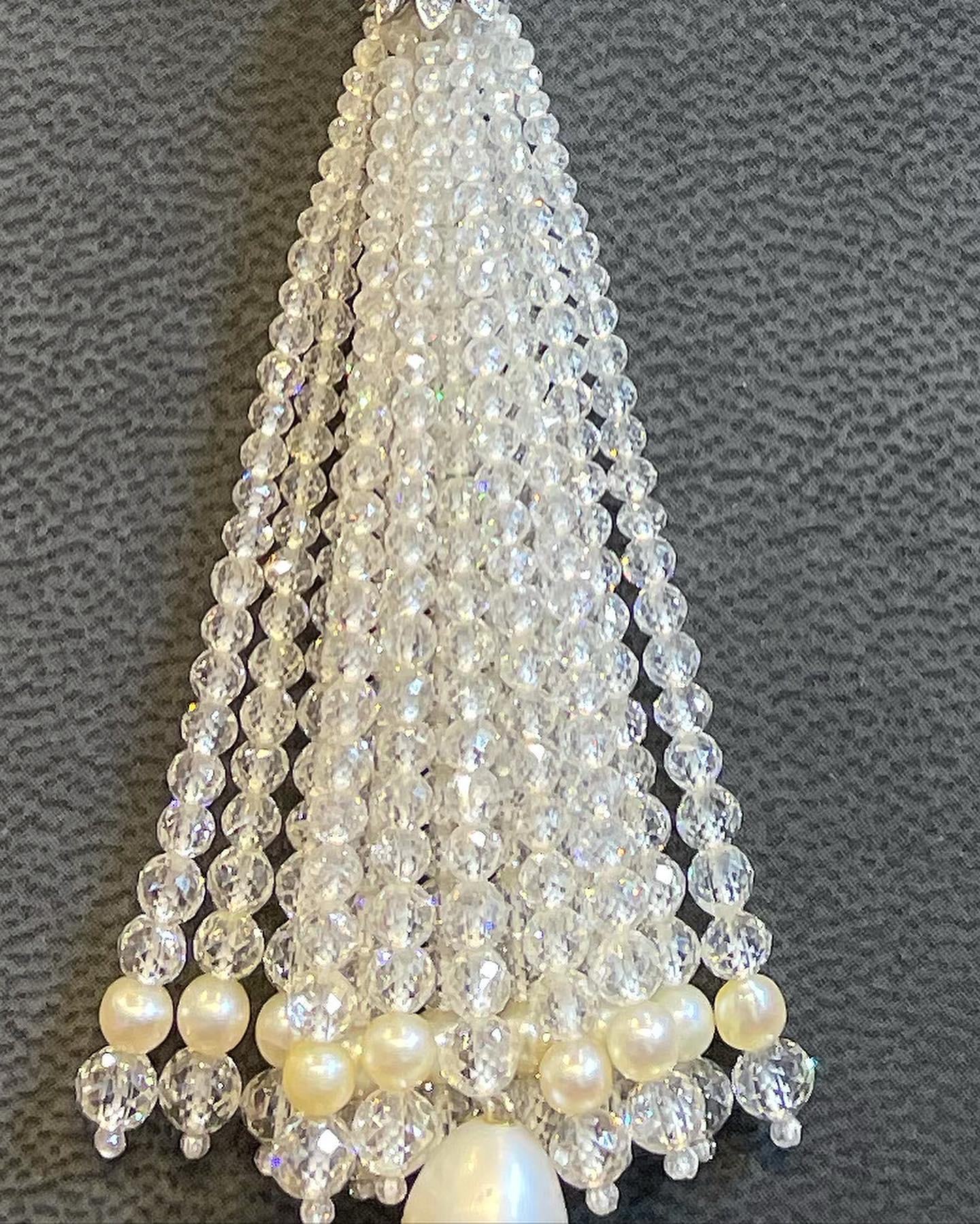 Diamond and Natural Pearl Tassel Sautoir Necklace Masterpiece by Viren Bhagat 9