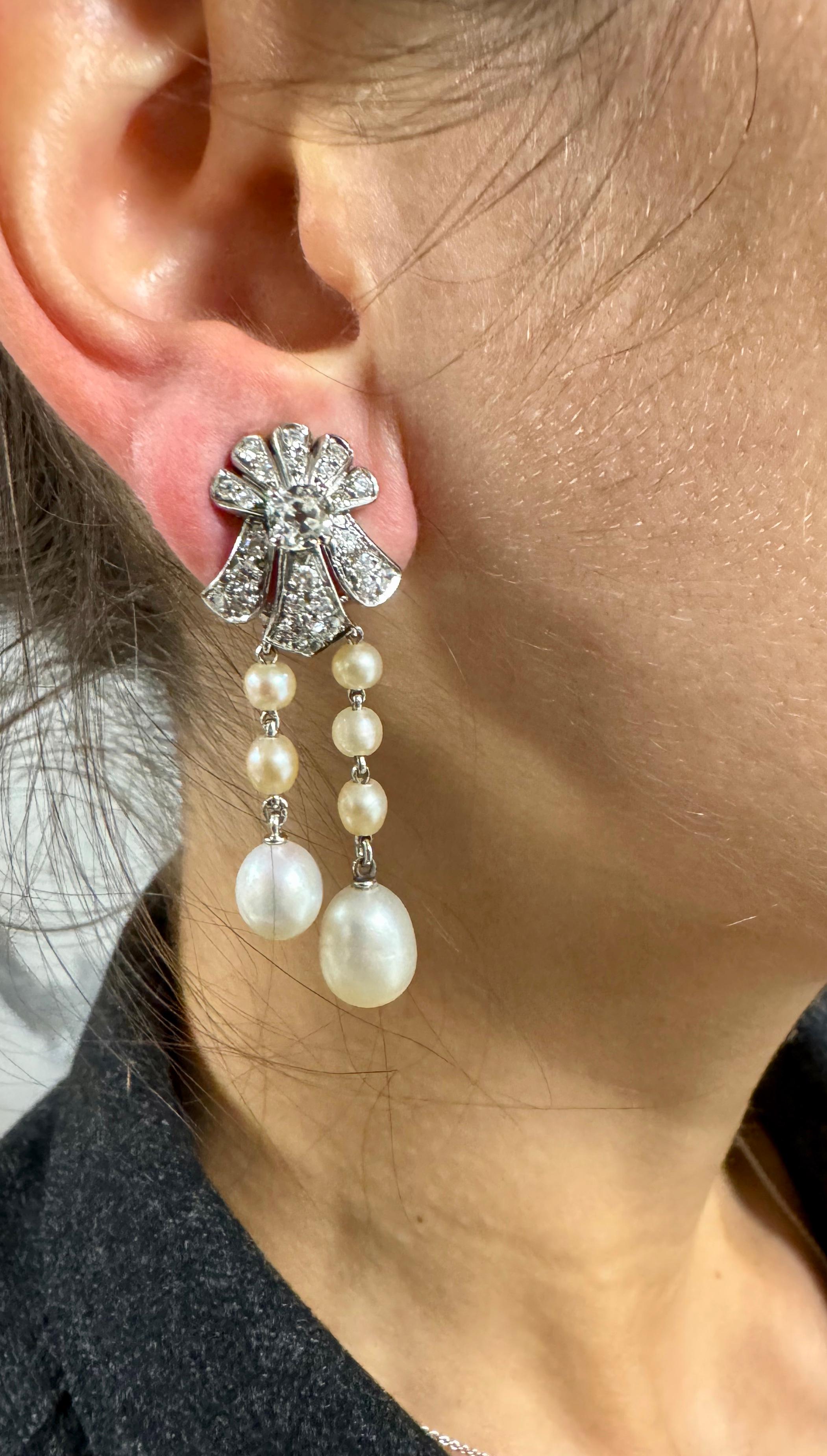 Ohrringe aus Diamanten und Naturperlen, die Henry de Monfreid seiner Frau im Angebot 3