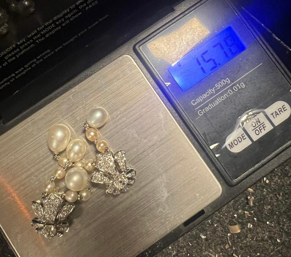 Ohrringe aus Diamanten und Naturperlen, die Henry de Monfreid seiner Frau im Angebot 4