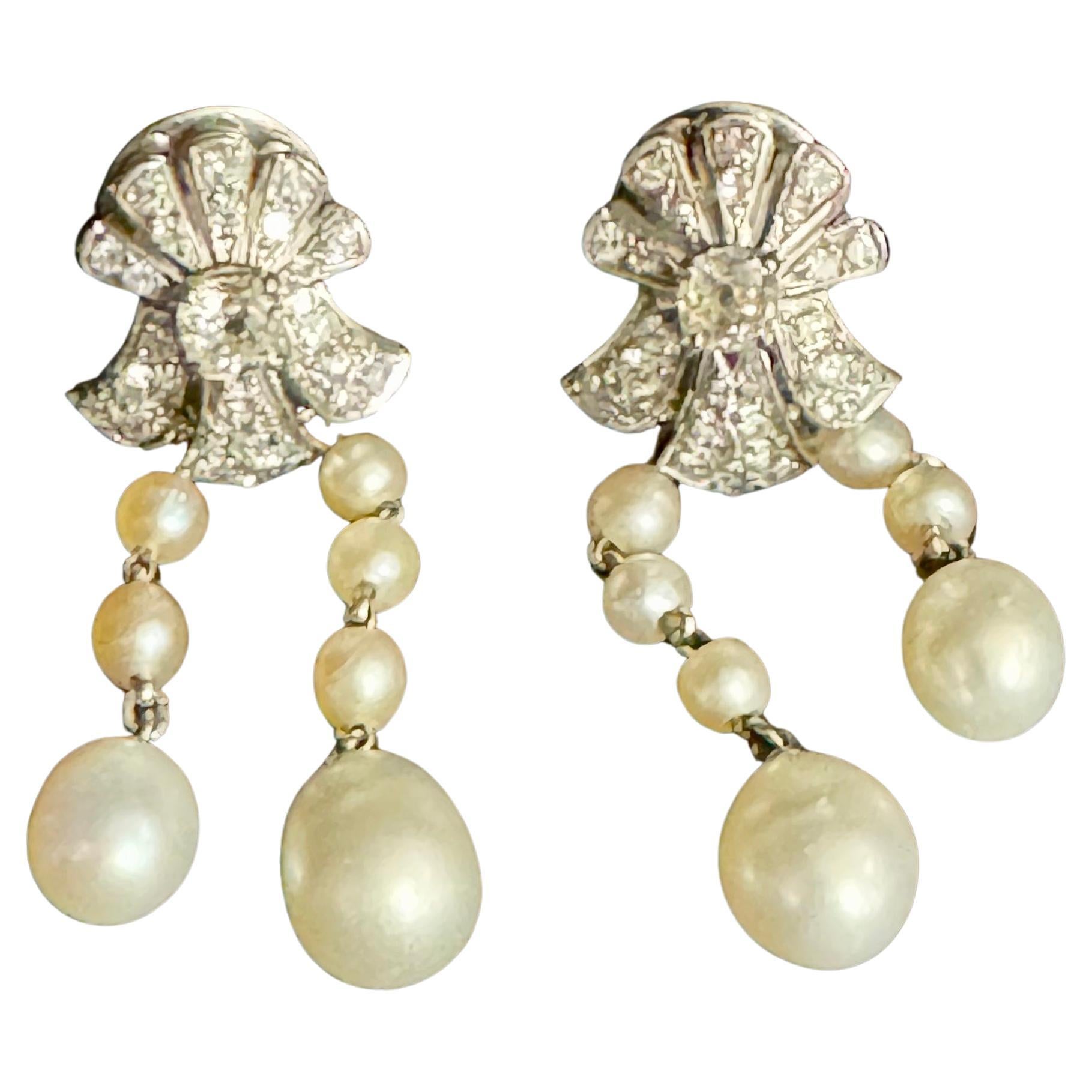 Diamond and Natural Pearls Earrings offered by Henry de Monfreid to his wife